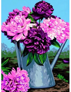 Canevas : 40x50 cm, Arrosoir aux pivoines -