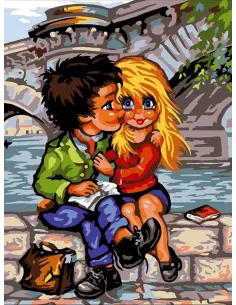 Canevas : 40x50 cm, Le bisou