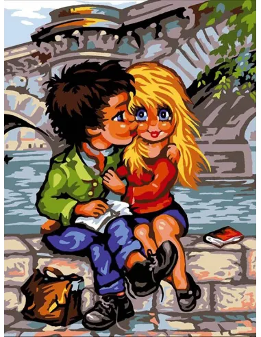 Canevas : 40x50 cm, Le bisou