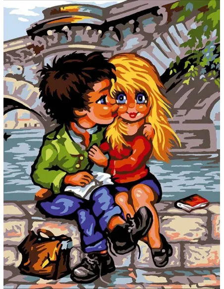 Canevas : 40x50 cm, Le bisou