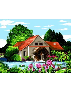 Canevas : 40x50 cm, L'eau du moulin