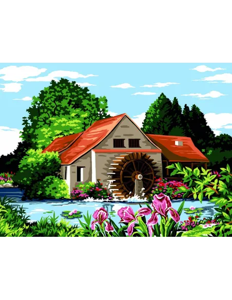 Canevas : 40x50 cm, L'eau du moulin