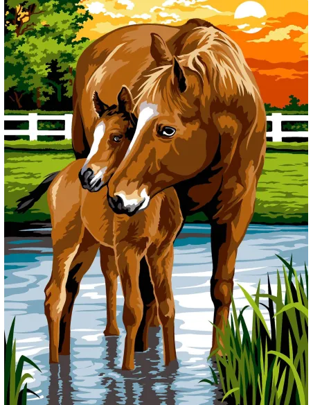 Canevas : 40x50 cm, N18 - les sabots dans l'eau