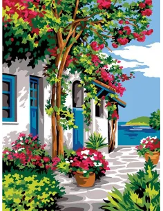 Canevas : 40x50 cm, N21 -  passage fleuri
