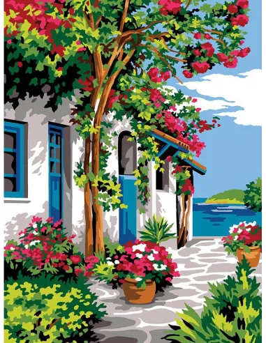 Canevas : 40x50 cm, N21 -  passage fleuri
