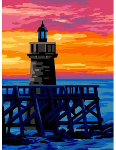 Canevas : 40x50 cm, N22 - phare au couchant