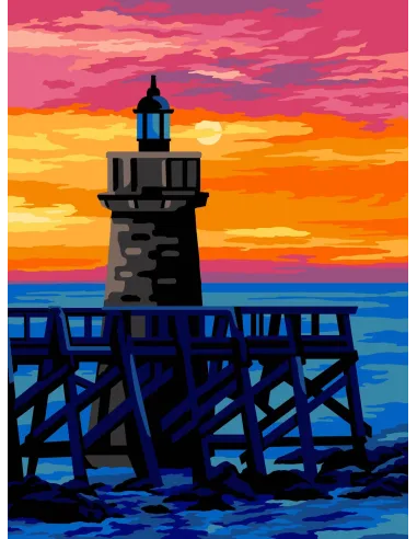 Canevas : 40x50 cm, N22 - phare au couchant