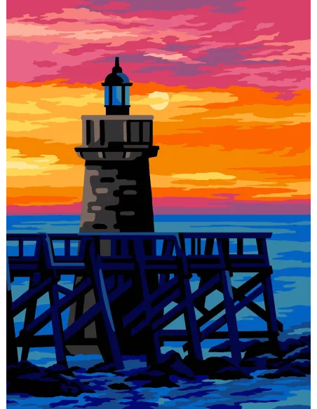 Canevas : 40x50 cm, N22 - phare au couchant