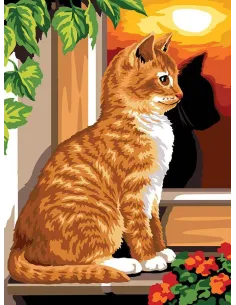 Canevas : 40x50 cm, N23 - le reflet du chat