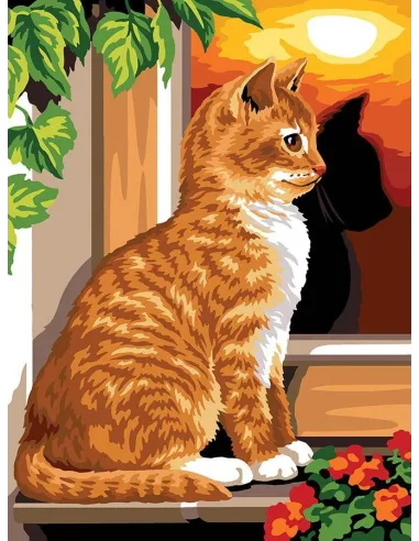 Canevas : 40x50 cm, N23 - le reflet du chat