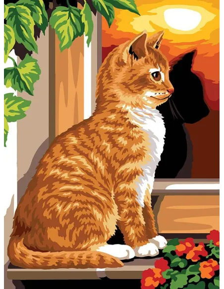 Canevas : 40x50 cm, N23 - le reflet du chat