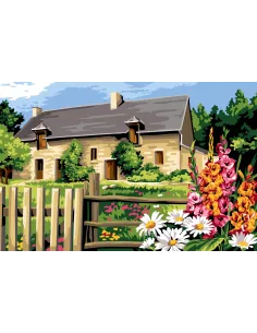 Canevas : 75x110 cm, N22 - clôture en campagne