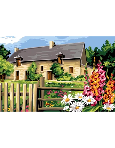 Canevas : 75x110 cm, N22 - clôture en campagne