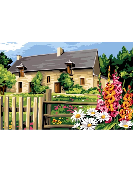 Canevas : 75x110 cm, N22 - clôture en campagne