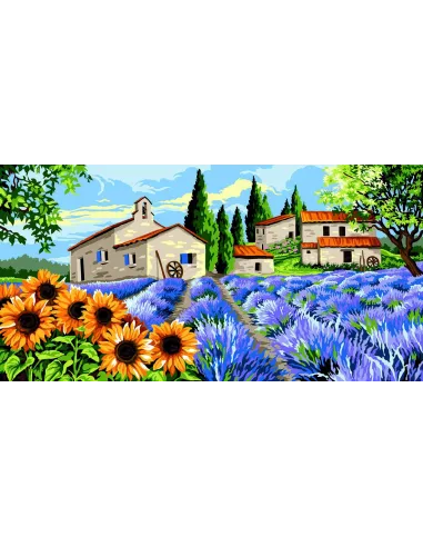 Canevas : 65x120 cm, Hameau provençal