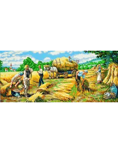 Canevas : 65x130 cm, Les moissons a l'ancienne -