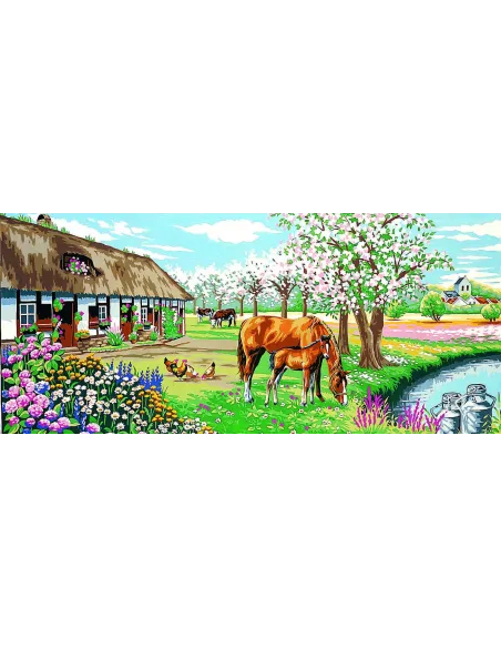 Canevas : 65x130 cm, Le bocage fleuri -
