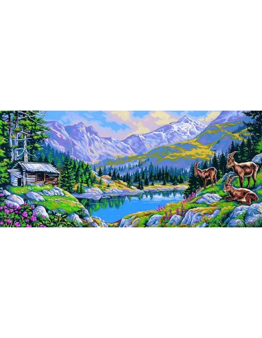 Canevas : 65x130 cm, Montagne aux bouquetins