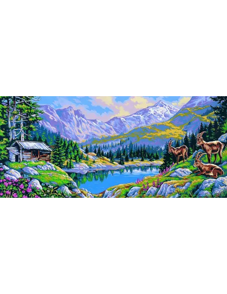 Canevas : 65x130 cm, Montagne aux bouquetins