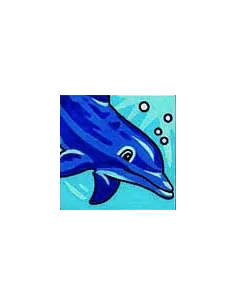 Kit canevas : 20x20 cm, Dauphin bleu