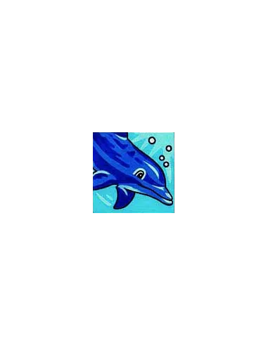 Kit canevas : 20x20 cm, Dauphin bleu