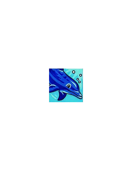 Kit canevas : 20x20 cm, Dauphin bleu