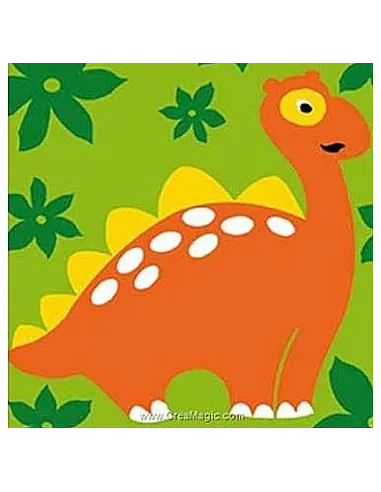 Kit canevas : 20x20 cm, Dino
