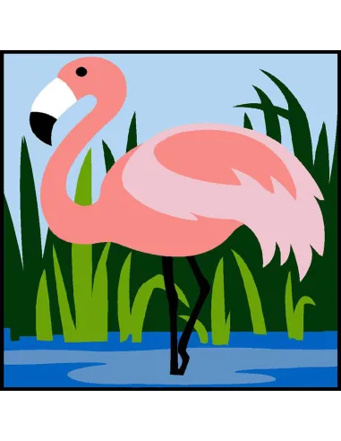 Kit canevas : 20x20 cm, N18 - flamant rose -  kit soudan