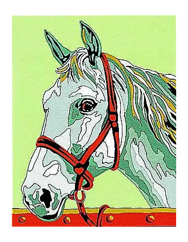 Kit canevas : 20x25 cm, Cheval : blanc