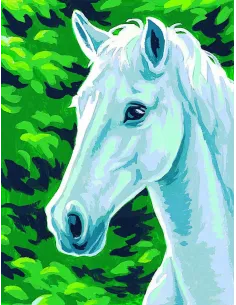 Kit canevas : 20x25 cm, Cheval blanc