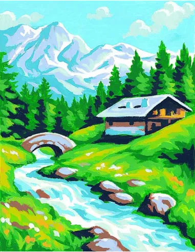 Kit canevas : 20x25 cm, Montagne