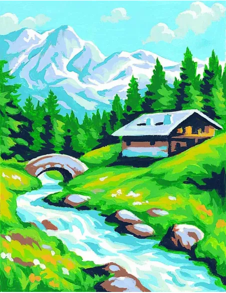 Kit canevas : 20x25 cm, Montagne