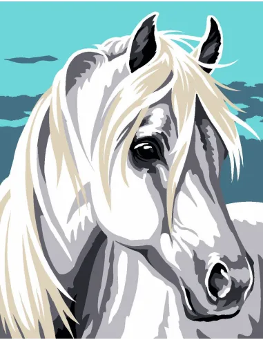 Kit canevas : 20x25 cm, blanc : Cheval