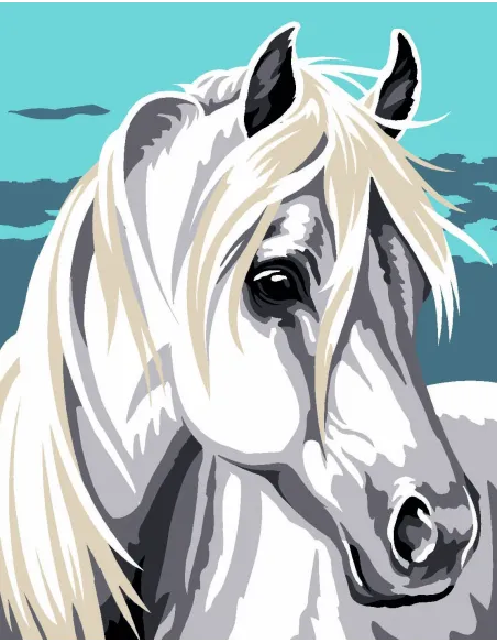 Kit canevas : 20x25 cm, blanc : Cheval