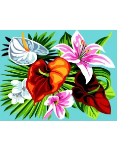 Kit canevas : 20x25 cm, blanc : Exotique