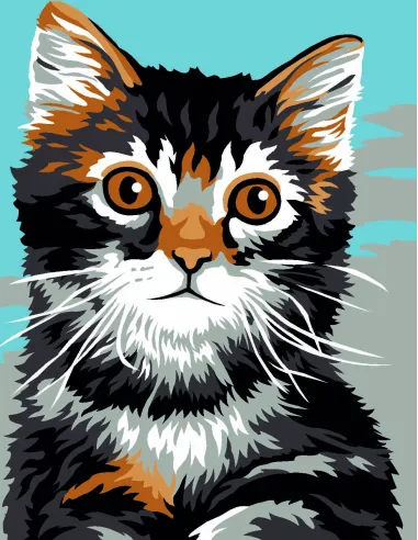 Kit canevas : 20x25 cm, blanc : Chaton