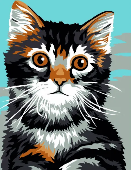 Kit canevas : 20x25 cm, blanc : Chaton