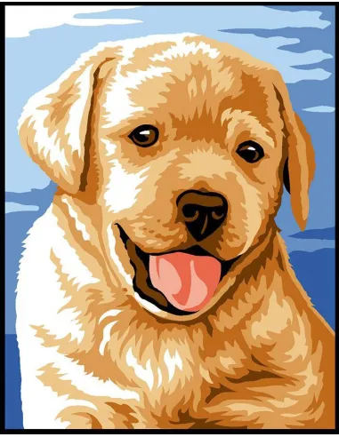 Kit canevas : 20x25 cm, blanc : Chiot