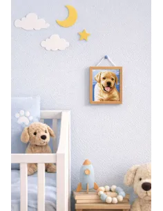 Kit canevas : 20x25 cm, blanc : Chiot 2