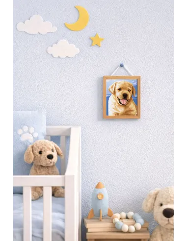 Kit canevas : 20x25 cm, blanc : Chiot