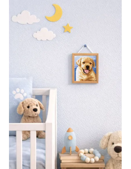 Kit canevas : 20x25 cm, blanc : Chiot
