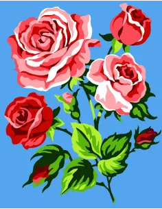 Kit canevas : 20x25 cm, blanc : Rose