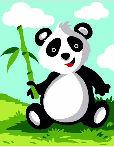 Kit canevas : 20x25 cm, blanc : Panda