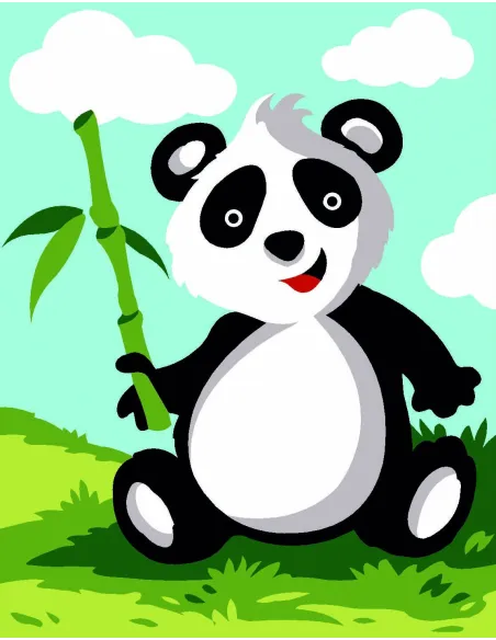 Kit canevas : 20x25 cm, blanc : Panda