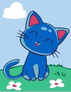 Kit canevas : 20x25 cm, N17-chat bleu