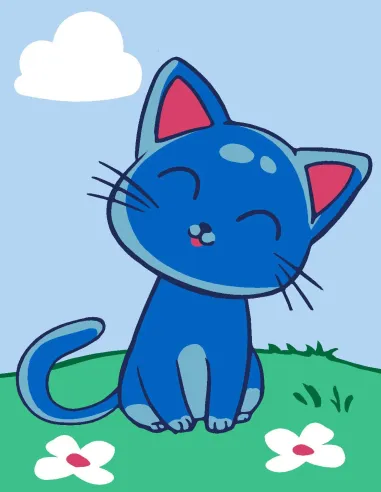 Kit canevas : 20x25 cm, N17-chat bleu