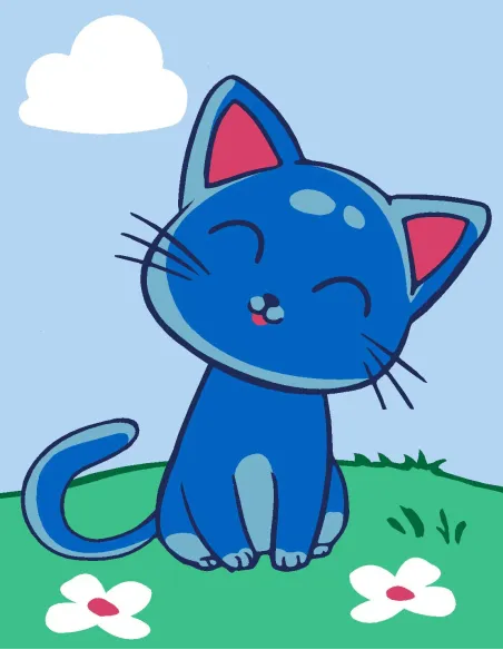 Kit canevas : 20x25 cm, N17-chat bleu