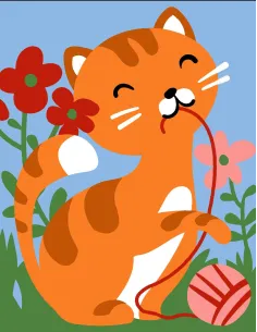 Kit canevas : 20x25 cm, N19 - chat roux  