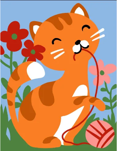 Kit canevas : 20x25 cm, N19 - chat roux  