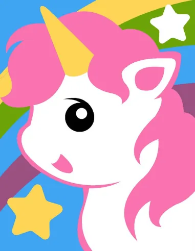 Kit canevas : 20x25 cm, N18 -  licorne manga